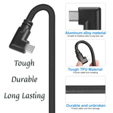 Flixx USB-A to USB-C Cable with L-Shaped Connector, 1 Meter, 45W Super Fast Charging, 3A High-Speed Data & Power Transfer